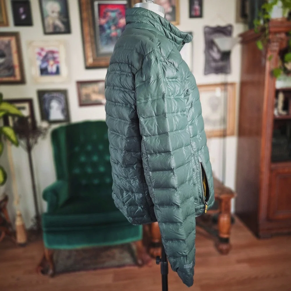 Gerry Mens Puffer Jacket Green 650 Fill Power Down Quilted Full Zip Coat Large